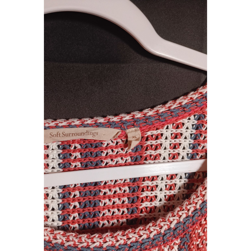 Soft Surroundings Striped Pullover Sweater Red White Blue Knit Women’s XL Cozy - Picture 4 of 4